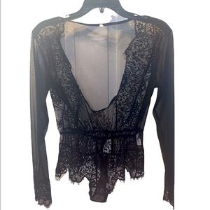 Black Sheer Lace Bodysuit